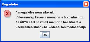 kevés memória - hibaüzenet
